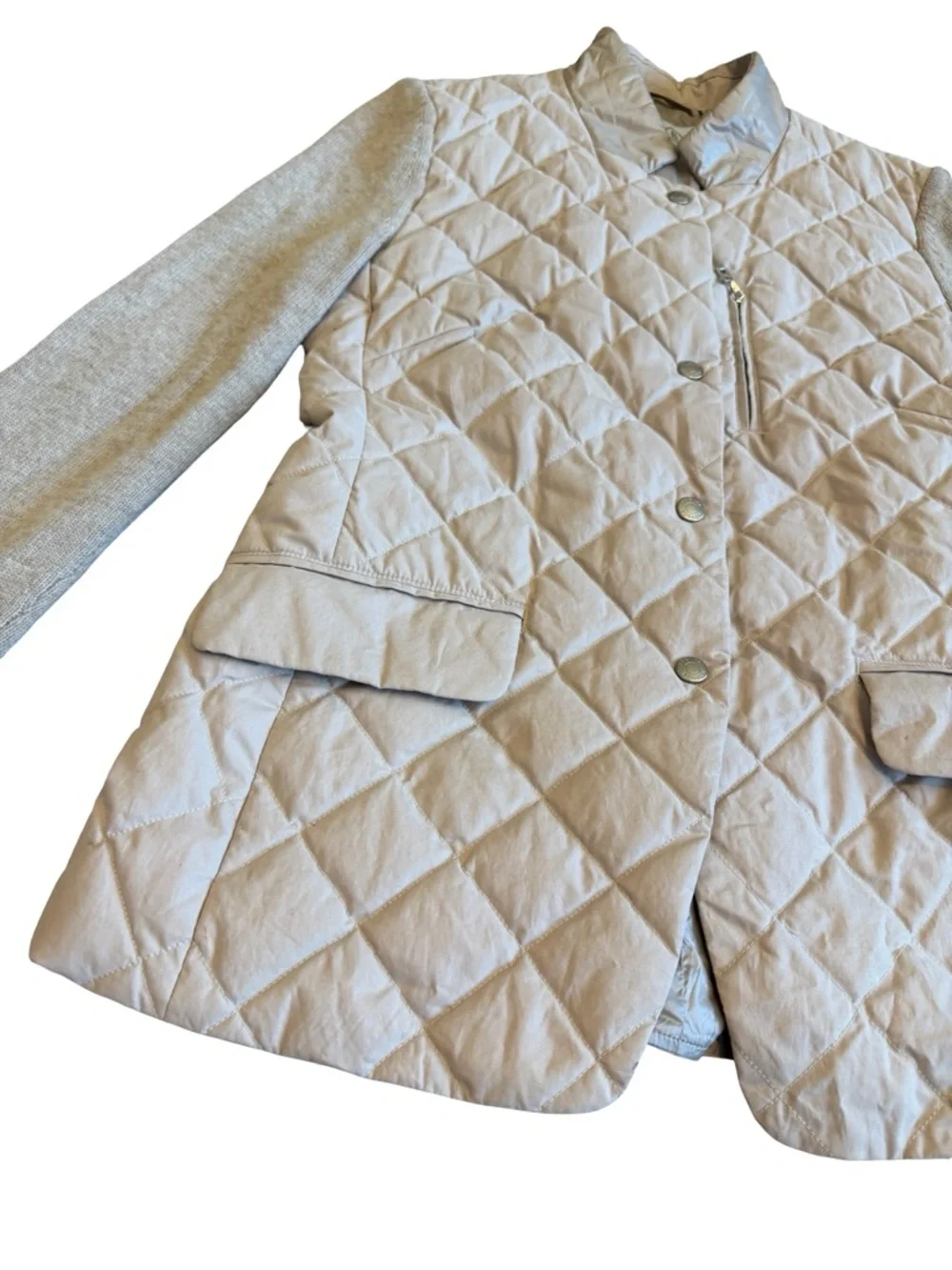 Bogner Down Filled Diamond Quilted Jacket Wool Sleeves Sweater Size 8 Women's